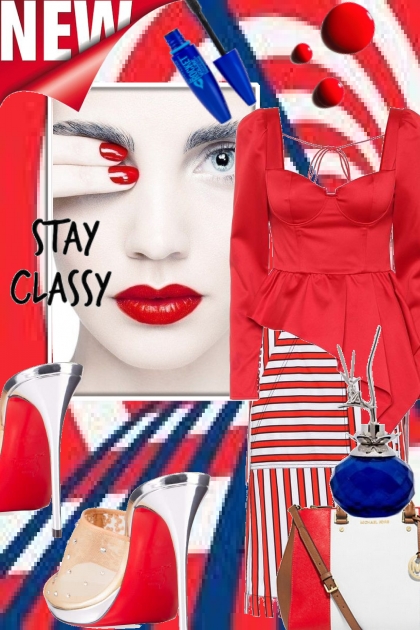 Rødt/hvitt stripet- Combinazione di moda