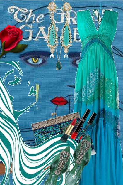 Sid kjole i blått og grønt- combinação de moda