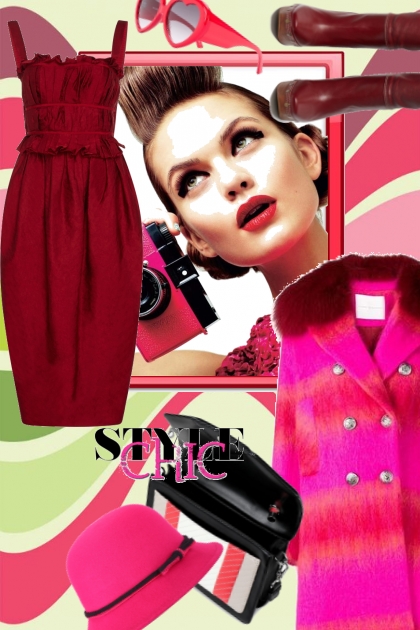 Pink and burgunder- Modekombination