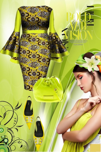 Green and black dress- Модное сочетание