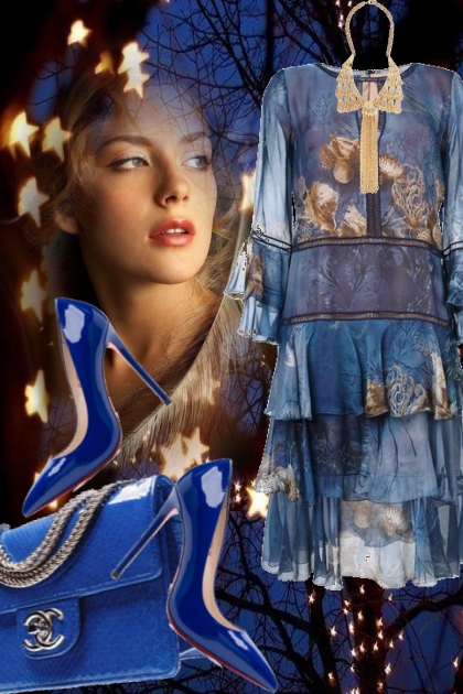Blue dress 20-2- Modna kombinacija