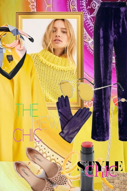 Purple and yellow 4-3- combinação de moda