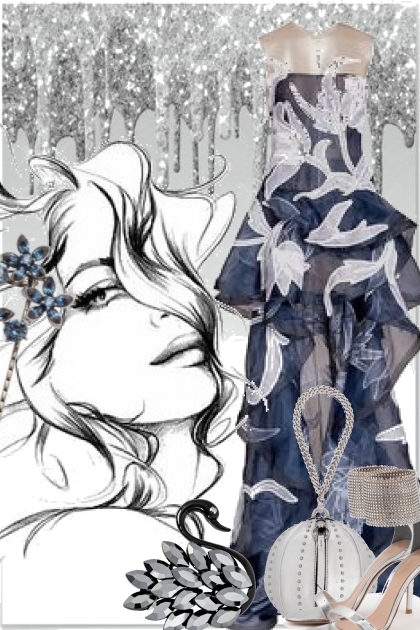 Blue and silver dress- Modekombination