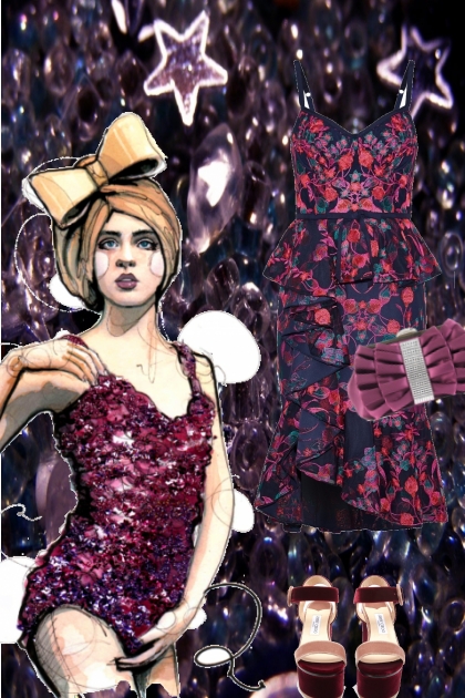 Burgunderrød og blå kjole - Модное сочетание