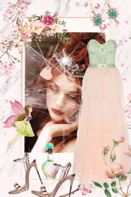 Prinsesse-kjole i rosa og grønt- Combinaciónde moda