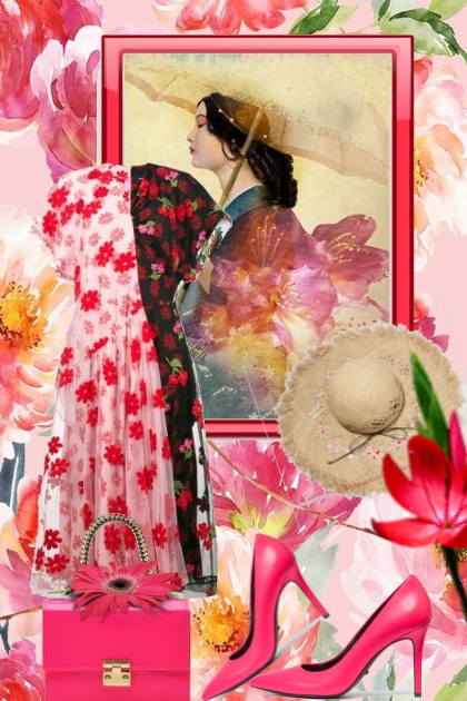 Flower-dress - combinação de moda