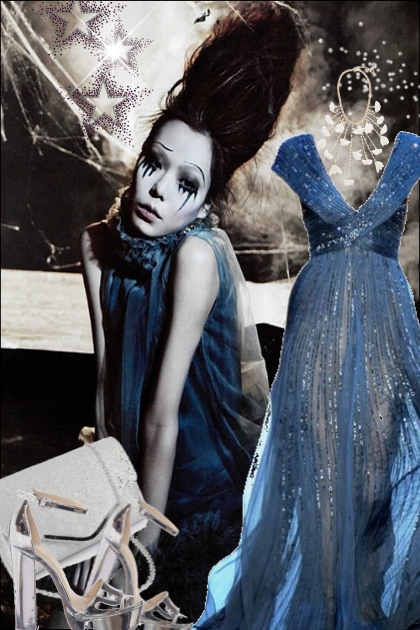 Blue dress 25-4- combinação de moda