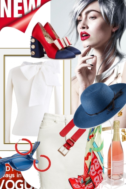 White,red and blue- combinação de moda