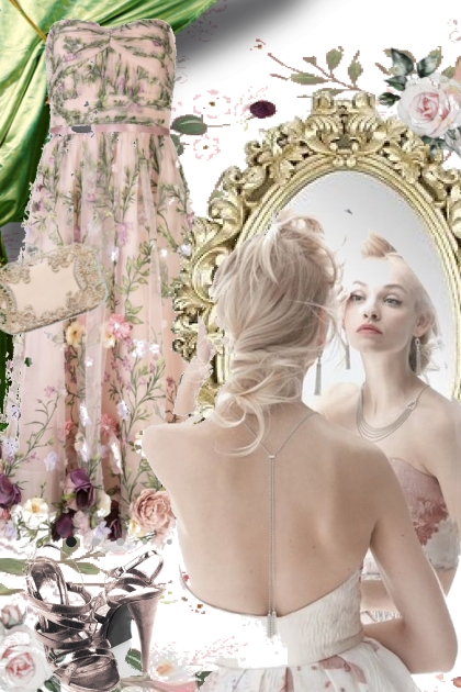 Blondekjole med broderte blomster- Combinaciónde moda