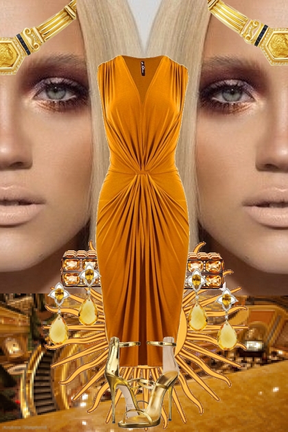 Gylden kjole 27- Modekombination