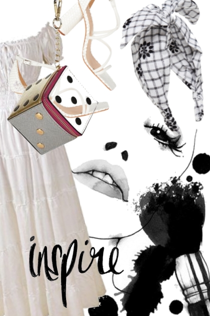 Pastellfarget kjole og hvitt tilbehør- combinação de moda