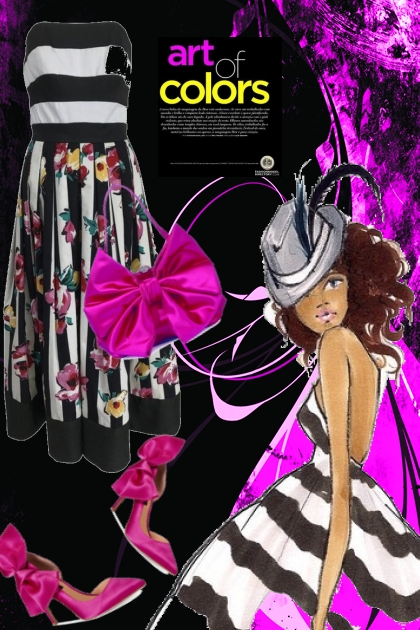 Stripete kjole med blomster 6-6- Fashion set