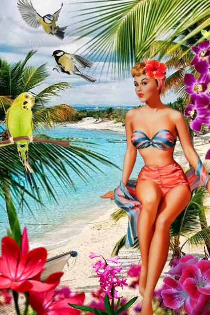 Woman at the beach- Combinazione di moda