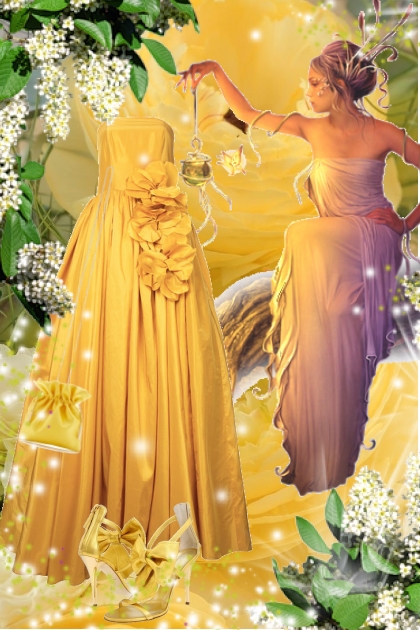 Vakker gul kjole- Fashion set