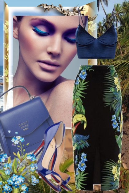 Tropical printed skirt - combinação de moda
