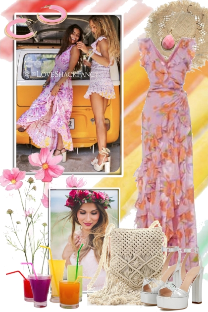 Maxi-kjole med blomster- Модное сочетание