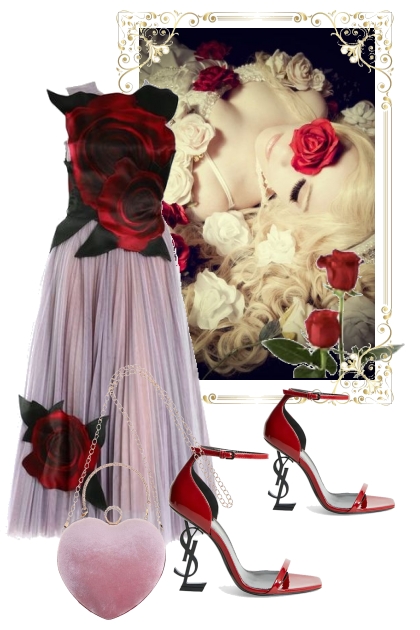 Lilla kjole med roser- Modna kombinacija
