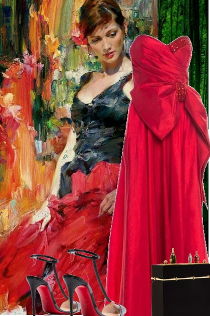 Red gown 13-7- combinação de moda