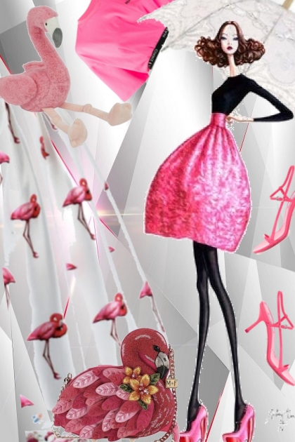 Flamingo skjørt og topp - Fashion set