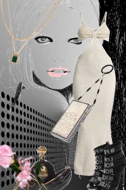 Lys grå kjole med sorte sko- Модное сочетание
