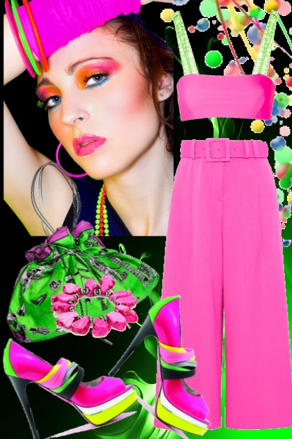 Knall rosa bukse og topp- Модное сочетание