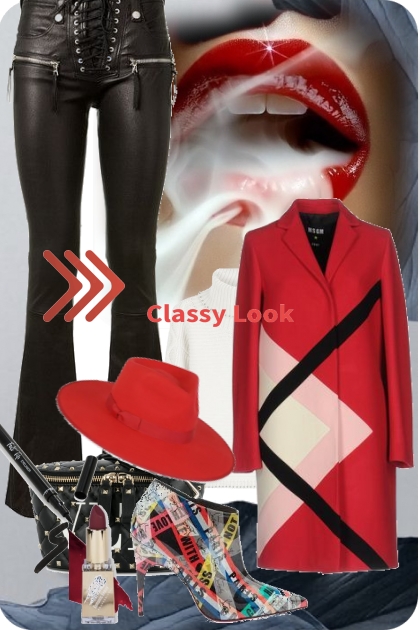 Sort skinnbukse og rød kåpe- Модное сочетание