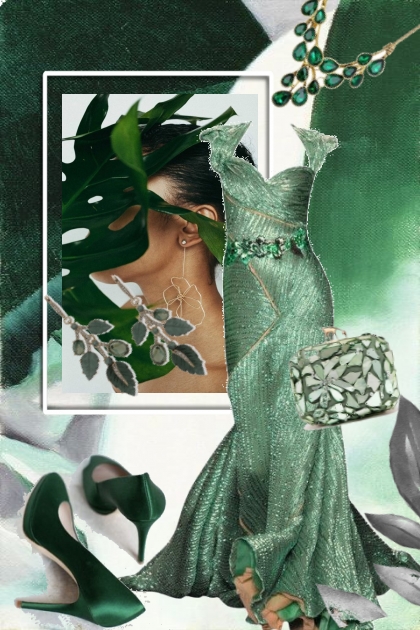 Grønn sid kjole 8- Fashion set
