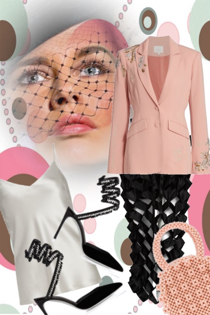 Rosa blazer og sort skjørt- Combinaciónde moda