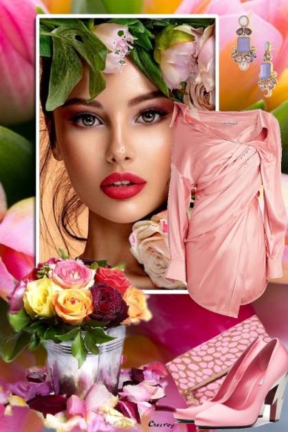 Rosa kjole med rosa tilbehør- Modna kombinacija