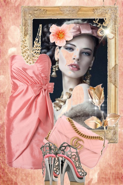 Kort rosa silkekjole - Modekombination