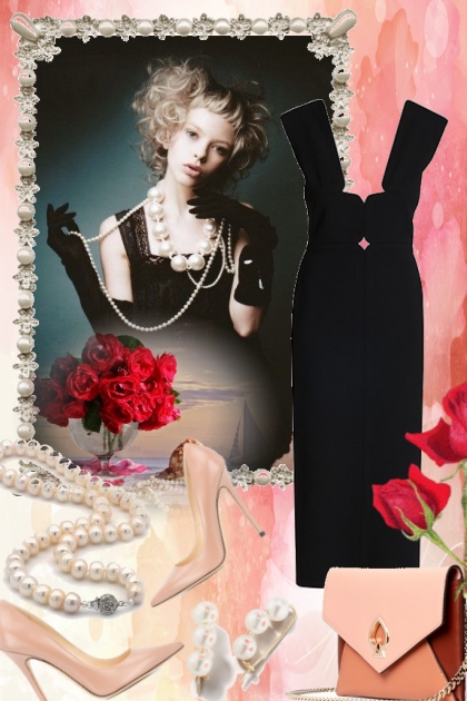 Sort kjole og perler- Modna kombinacija