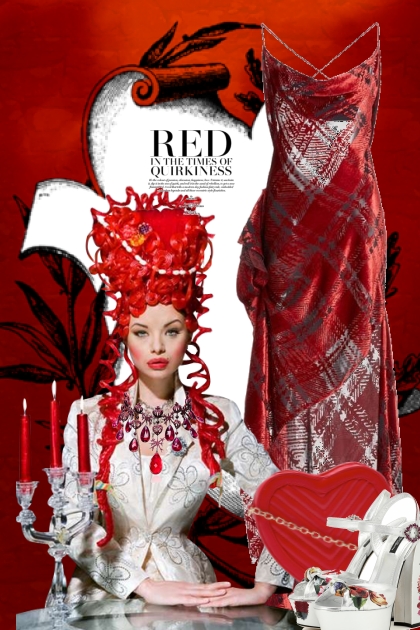 Rød/hvit kjole med ruter