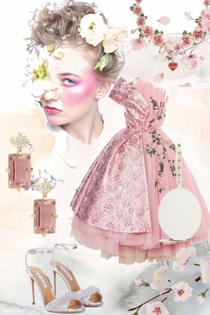 Rosa kjole med blomster- Fashion set