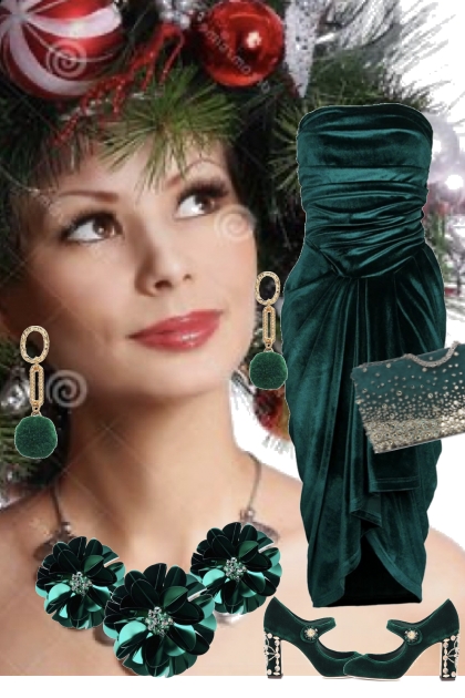 Green dress 6-12- combinação de moda