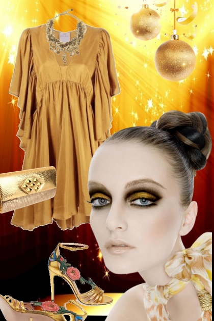 Gullfarget kjole 13- Fashion set
