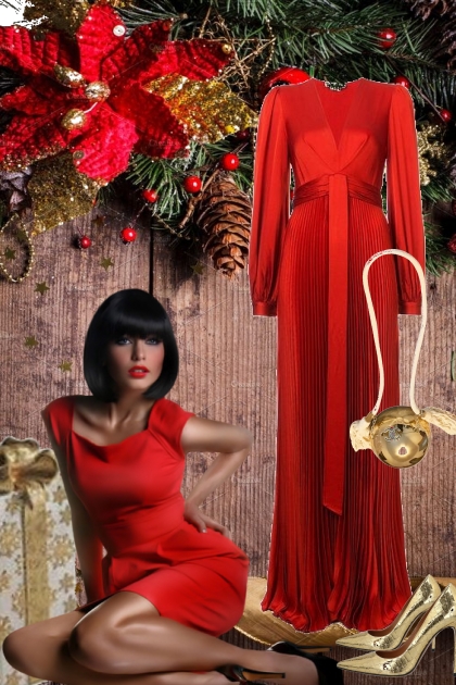 Rød kjole 23- combinação de moda