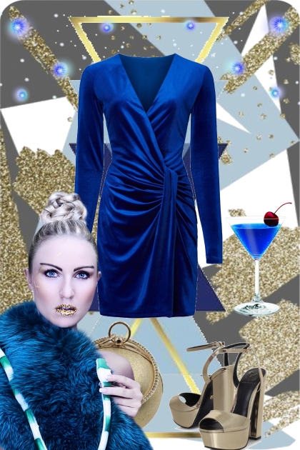Blå fløyelskjole 2- Fashion set