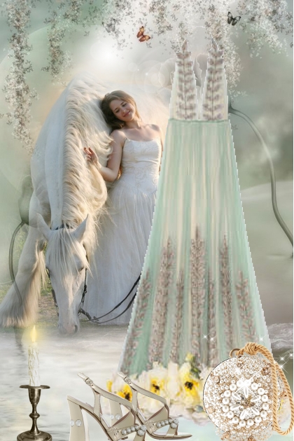 Lys turkis sid kjole 3-1- Modekombination