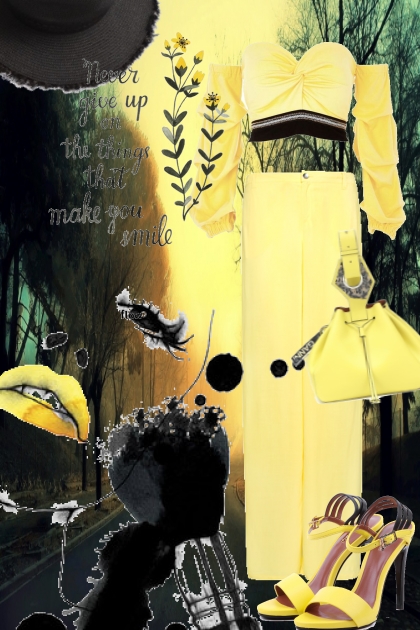 Lys gul bukse med topp- Модное сочетание