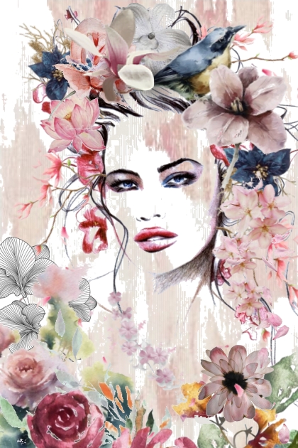 Bilde med dame og blomster- Combinaciónde moda