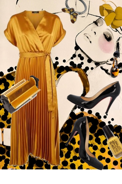 Gyldenbrun kjole - combinação de moda