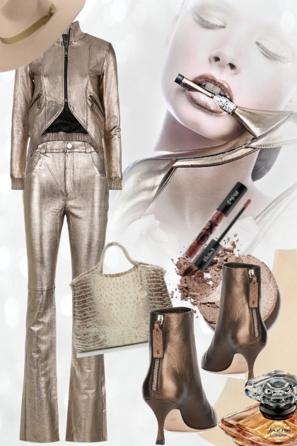 Metallic bukse og jakke- Modna kombinacija