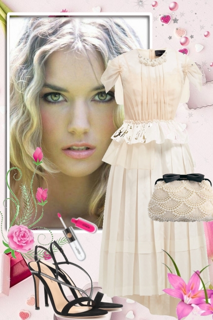 Blondekjole og perleveske- Modekombination