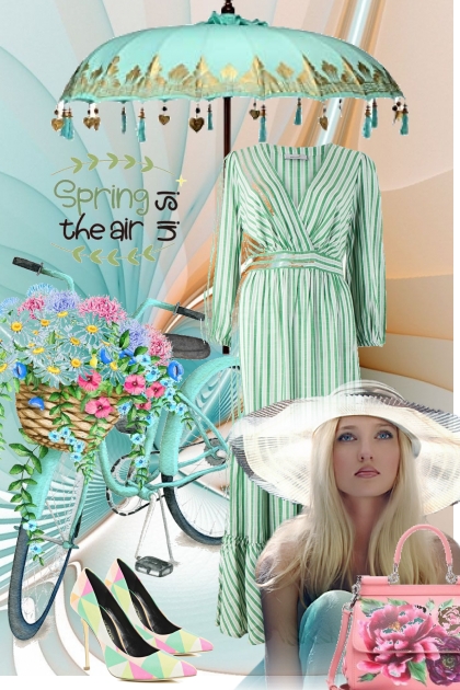 Grønn/hvit stripet kjole- Модное сочетание