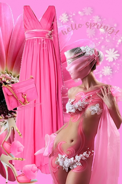 Sid rosa kjole med rosa tilbehør- Modna kombinacija