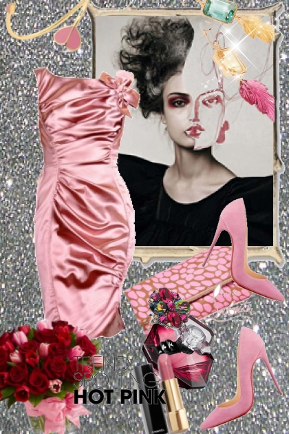 Lys rosa kjole og rosa tilbehør- combinação de moda
