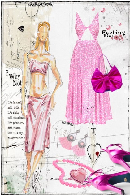 Rosa todelt antrekk og rosa tilbehør- Fashion set