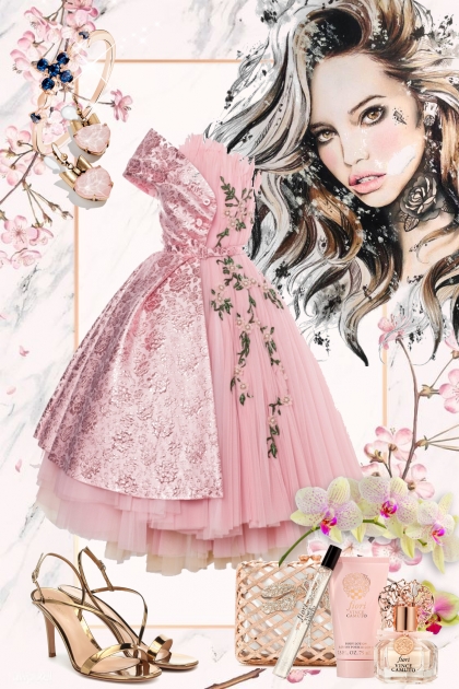 Rosa kjole med blonder - Kreacja