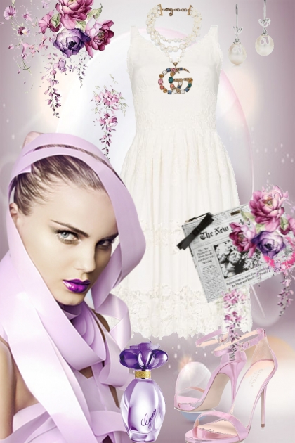 Hvit kjole og rosa sko- combinação de moda