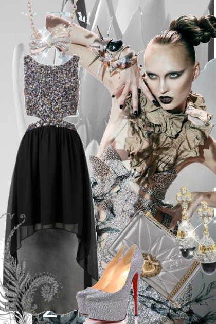 Sort kjole med sølvtopp